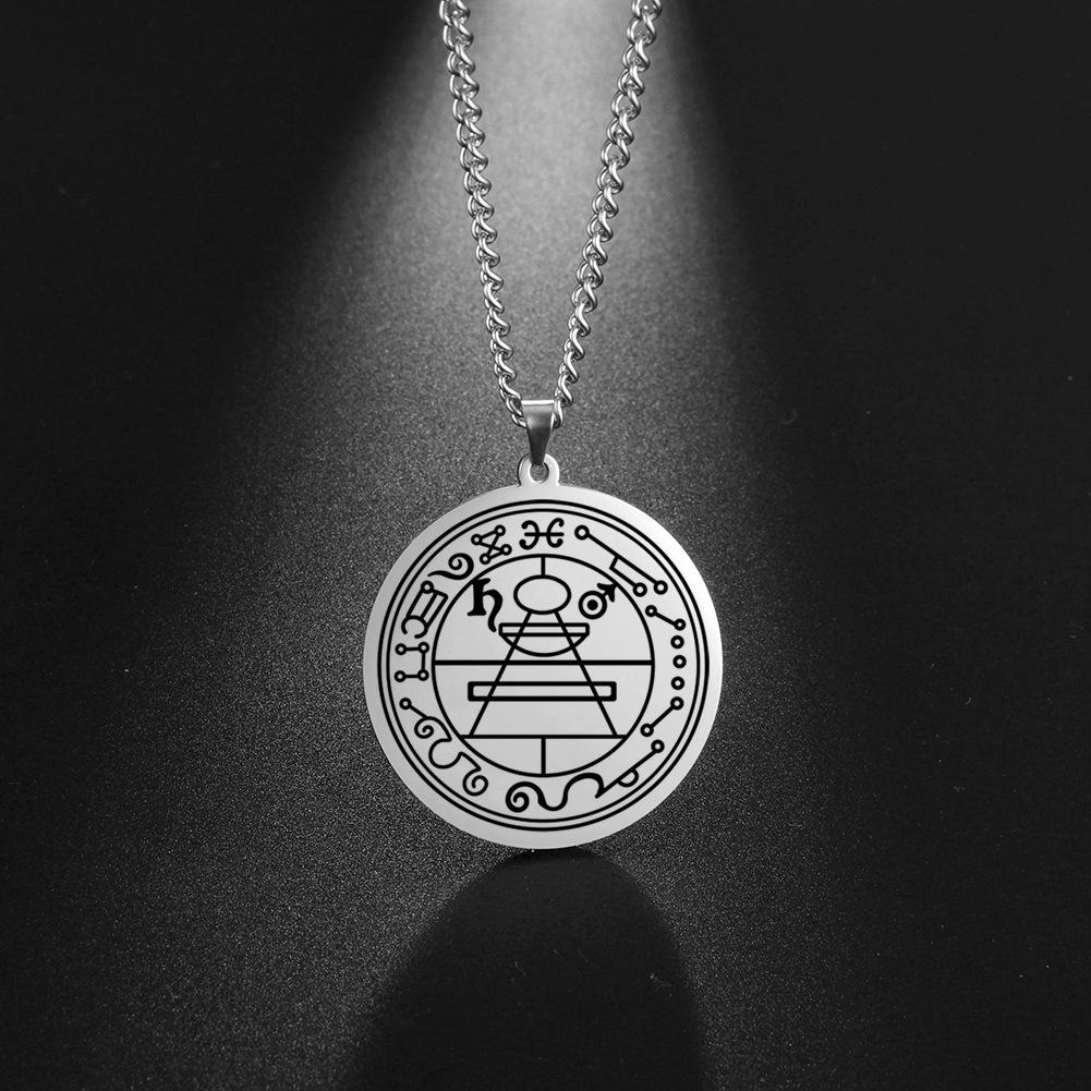 Pendant Solomon Lucky Round Irregular Geometric Symmetrical Pattern Amulet Necklace