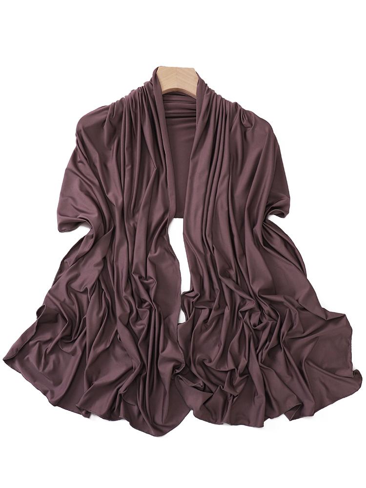 Luxury Wavy Edge Jersey Hijab for Women Solid Color Milk Silk Scarf Headscarf Autumn Shawl Stretchy Chiffon Scarf Ramanda