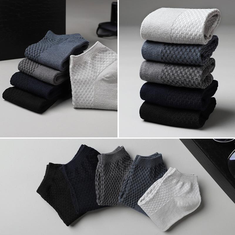 5 Pairs Men Short Socks Bamboo Fiber High Quality Crew Ankle Casual Business Breathable Soft Compression Low-Cut Socks for Male