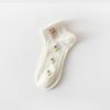 Women's Spring and Summer White Japanese-Style Cartoon Tulip Short Socks.
