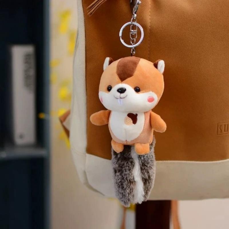 Big Tail Squirrel Plush Toy Pendant Small Doll School Bag Hanging Bag Keychain Mini Doll Machine Accessories