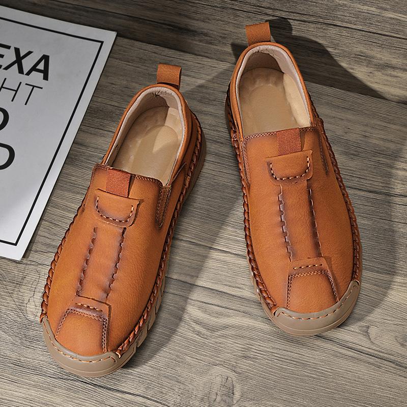 

Мужская кожаная повседневная обувь ручной работы лоферы большого размера мужская обувь из натуральной кожи обувь слипоны 46 светло-коричневого