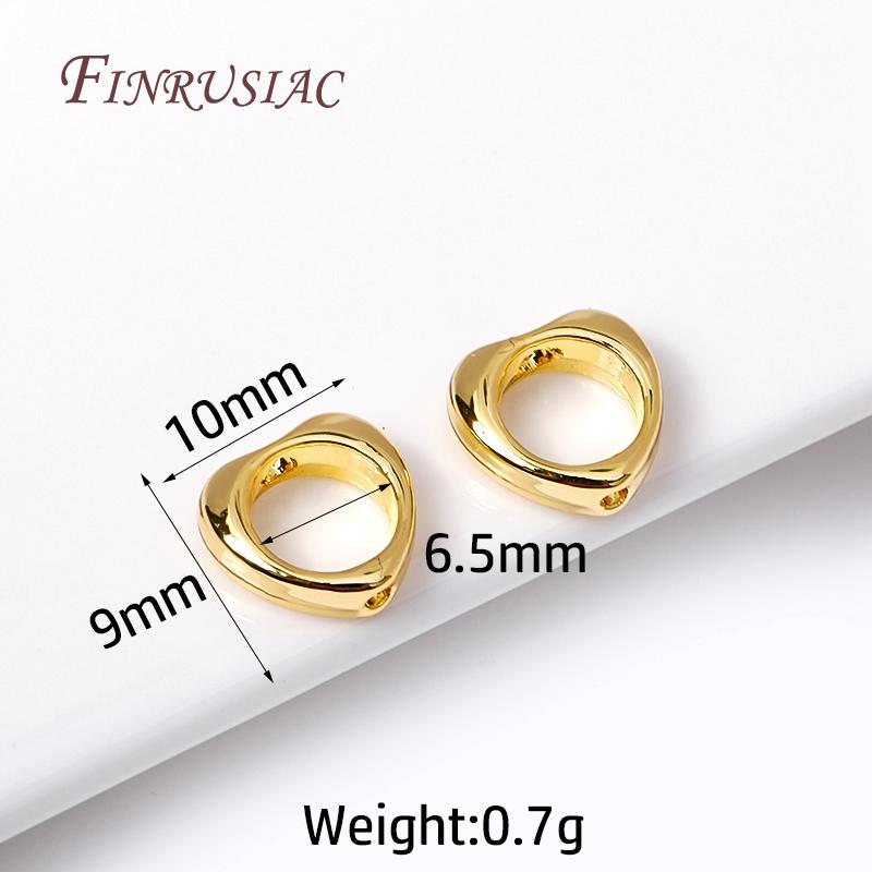 

Through Hole Bead Circle DIY Bracelet Earrings Beading Jewelry Making 18K Gold Plated Heart Frame Beads Spacer Connectors 10 Pieces