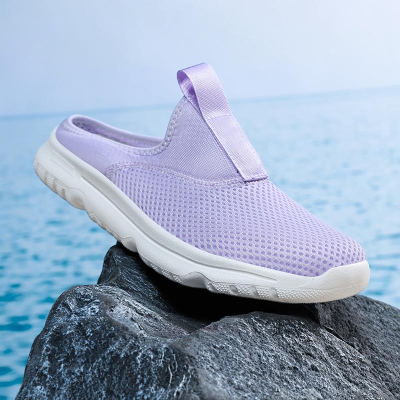 36-46 Unisex Slippers Men's Half Slippers Mesh Meter-breathable Men's Black Mueller Shoes