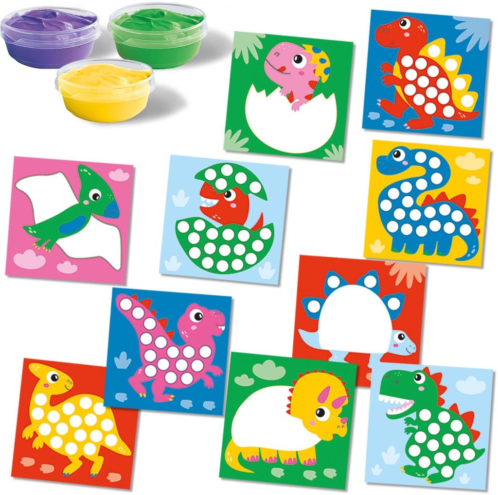 SES Creative - Hobby 1 - 4 - My first - Peinture au doigt dinosaures - Peinture bebe - Ne déteint pas - 3 couleurs de peinture - 1+