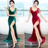 ISLAYCAOLILA DU7 Cabaret Mini Club Party Tight Long Dress with Sheer Maxi Short Evening Dress Women's Dress, Dress, Dress, Dress, Slit, Dress,