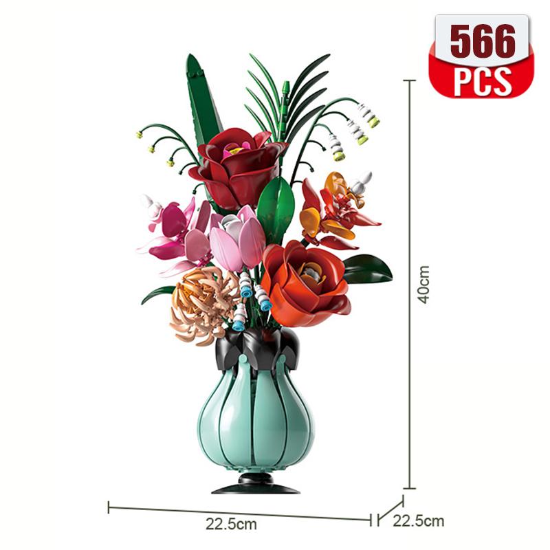 Kreative Rose Orchidee Ewige Blume Topf Pflanzung Bausteine Sonnenblume Lotus Romantische Blumen Steine Spielzeug Valentinstag Geschenk