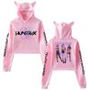 New KPop Demon Hunters Cat Ears Cropped Hoodie Long Sleeve Cartoon Mira Rumi Zoey Printing Sweatshirt Crop Top Women's Hoodies