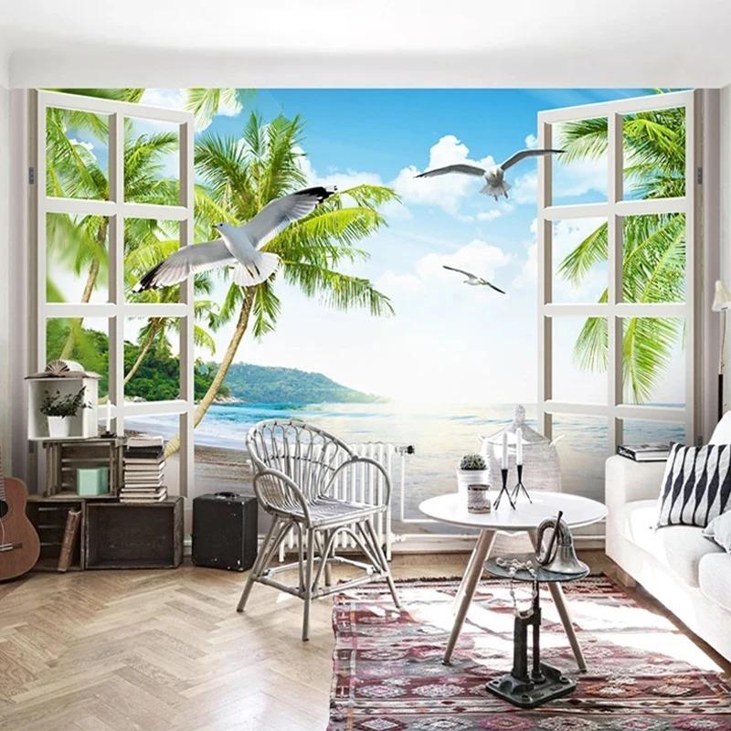 3d Wallpaper Sea Landscape Fresco Living Room Dining Room Background Wall Murals Home Decor