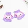 Kids Cartoon Animal Warm Gloves Handwoven Half Finger Gloves Universal Handwear