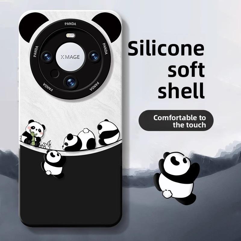 Huawei Mate80 Pro Phone Case 70 Cute Panda Mate60 Silicone 50 Soft Case 40 with Stand 30 Protection