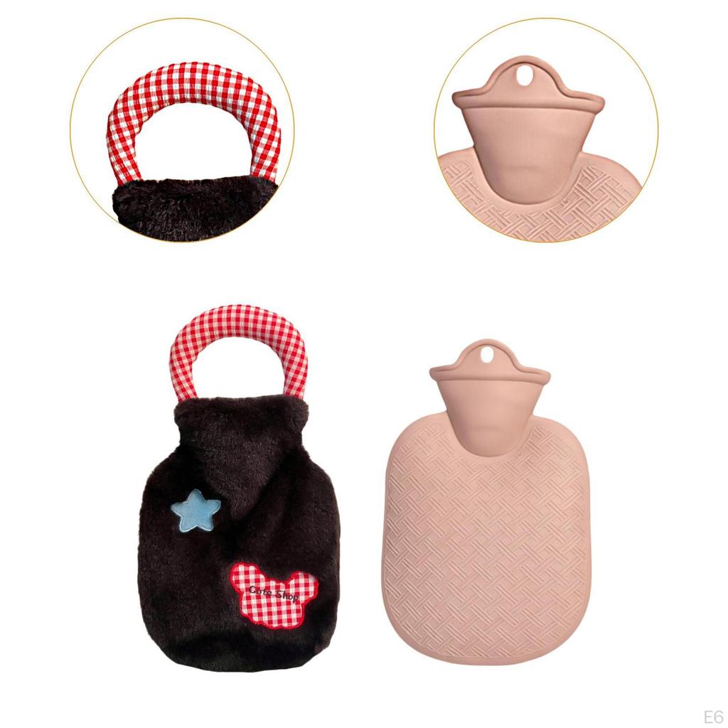 Water Bottle Hand Warmer Convenient Cartoon Portable Bag with Plush Cover for Bedroom