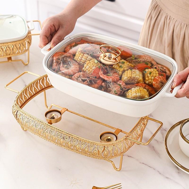 Light Luxury Household Soup Pot Hotel Double Ear Creative Square Ceramic Casserole Nordic Ceramic Dry Tableware
