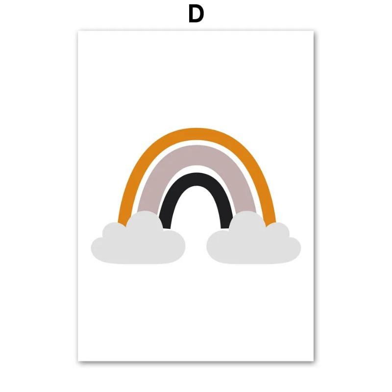 Rainbow Clouds Bear Rabbit Education Number Wall Art Canvas Painting Posters And Prints Wall Pictures For Baby Kids Room Decor