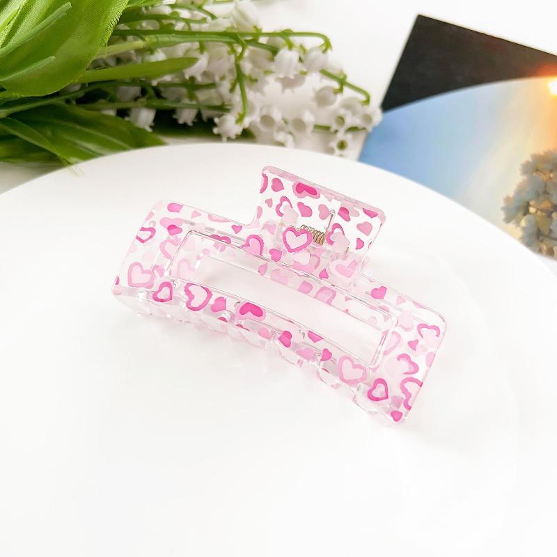 Sweet Fruit Heart-shaped Printed Grab Clip Shark Clip Simple and Fresh Semi-tied Hair Clip and Hair Accessory