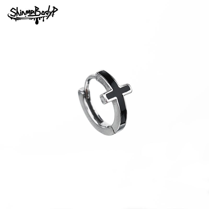 

Shinma Titanium Steel Drip Cross Retro Earrings Single Rod thick 1 rod length 7mm