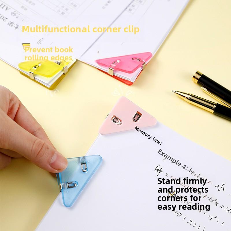 1pcs Creative Triangle Clip Bill Clip Book Paper Corner Clip Binder Clip For Desk Storage Shelf Office Desktop Organizer