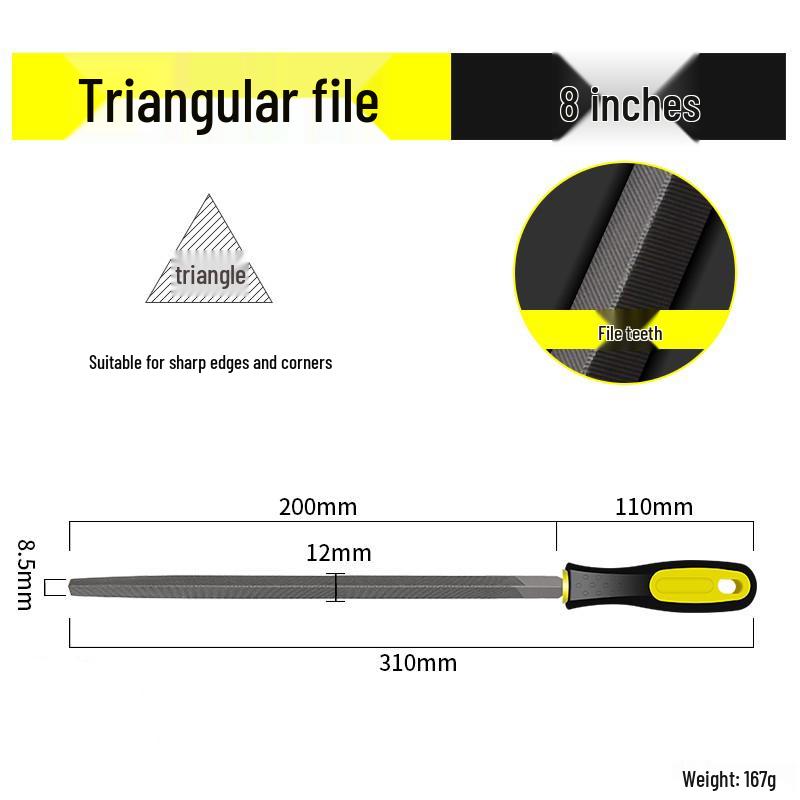 Multifunctional Steel File Set: Triangular, Half-Round, Round, Flat, Board, and Rasp Files