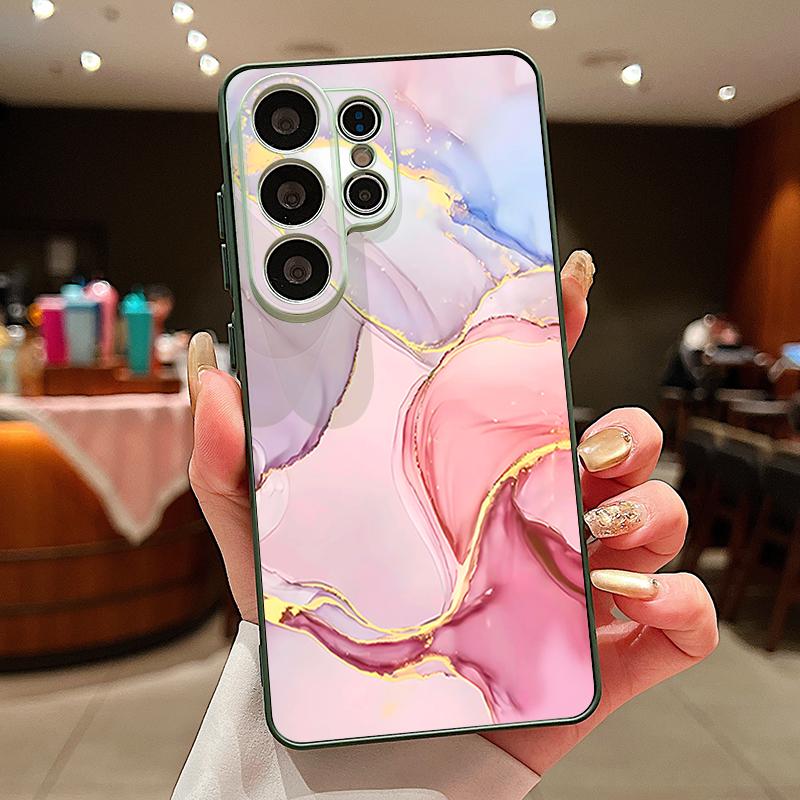 Magnetic For Magsafe Case For Samsung Galaxy S26 Ultra S25 Edge S24 Plus S23 FE S22 A54 A55 A56 5G Pink Marble Pattern Matte Cover