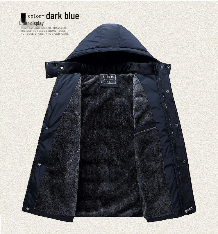 Autumn/Winter Mid-Length Plus-Size Thick Warm Cotton Jacket for Men