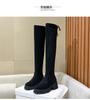 Fett MM dicke Beine elastische Stiefel fallen nicht ab Kniestiefel Winter dünne Stiefel dicker Absatz hohe Stiefel große Größe Damenstiefel
