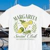 Margarita Social Club Cocktail Shirt met Print op Voor- en Achterkant Cadeau voor Drankliefhebbers, Cocktail Vintage Jurk, Retro Margarita T-shirt, Zomerfeest Outfit