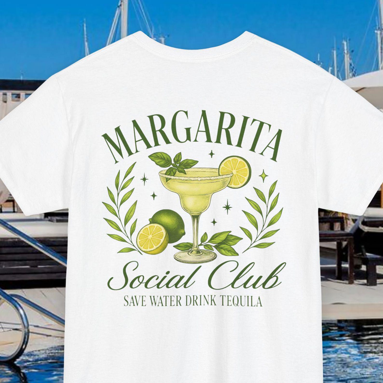 Margarita Social Club Cocktail Front & Back Print Shirt Gift for Drinkers, Cocktail Vintage Dress, Retro Margarita Tee, Summer Party Outfit M