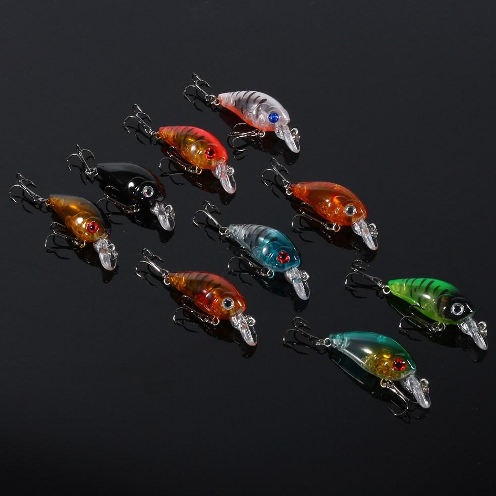 9 Stück/Beutel Kunststoff Angelköder Haken Barsch Klein Fett Crankbait Tackle 4,5cm4g