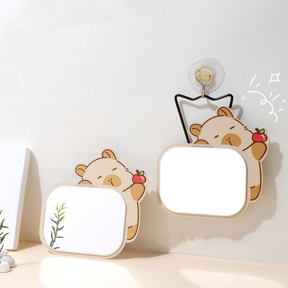 Cartoon Standing Makeup Mirror Adjustable Single-sided Mirror Creative Folding Makeup Mirror  Gift