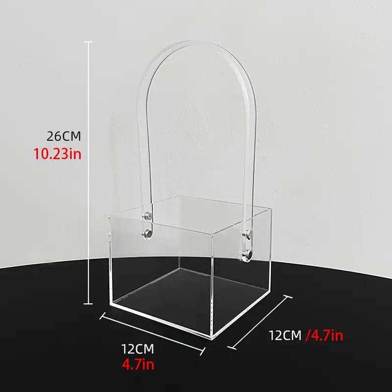 

1/2pcs Transparent Acrylic Square Handheld Flower Box DIY Floral Arrangement Container for Birthdays Weddings Parties Reusable