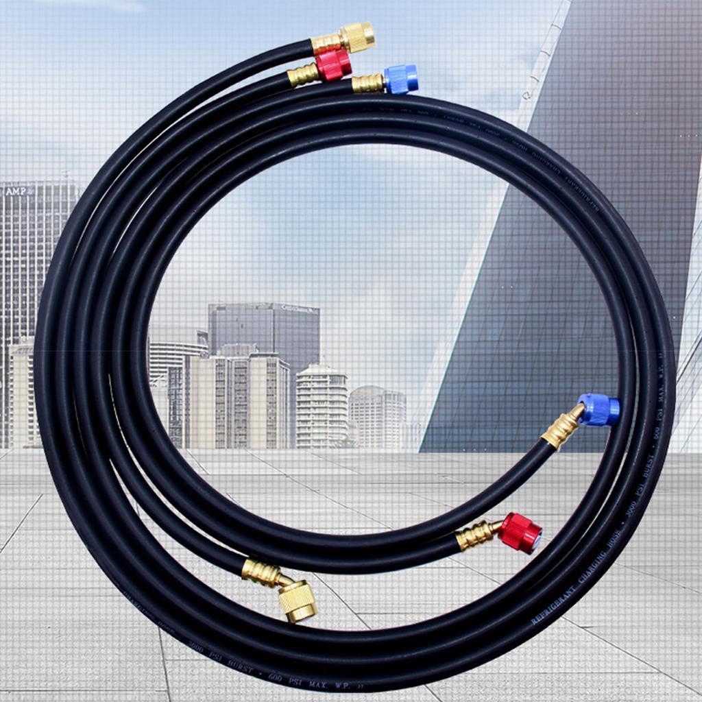 Set of 3 AC Refrigerant Hose Set Manifold Gauge Hose Natural Rubber Material Air Conditioning Refrigerant Filling Hoses