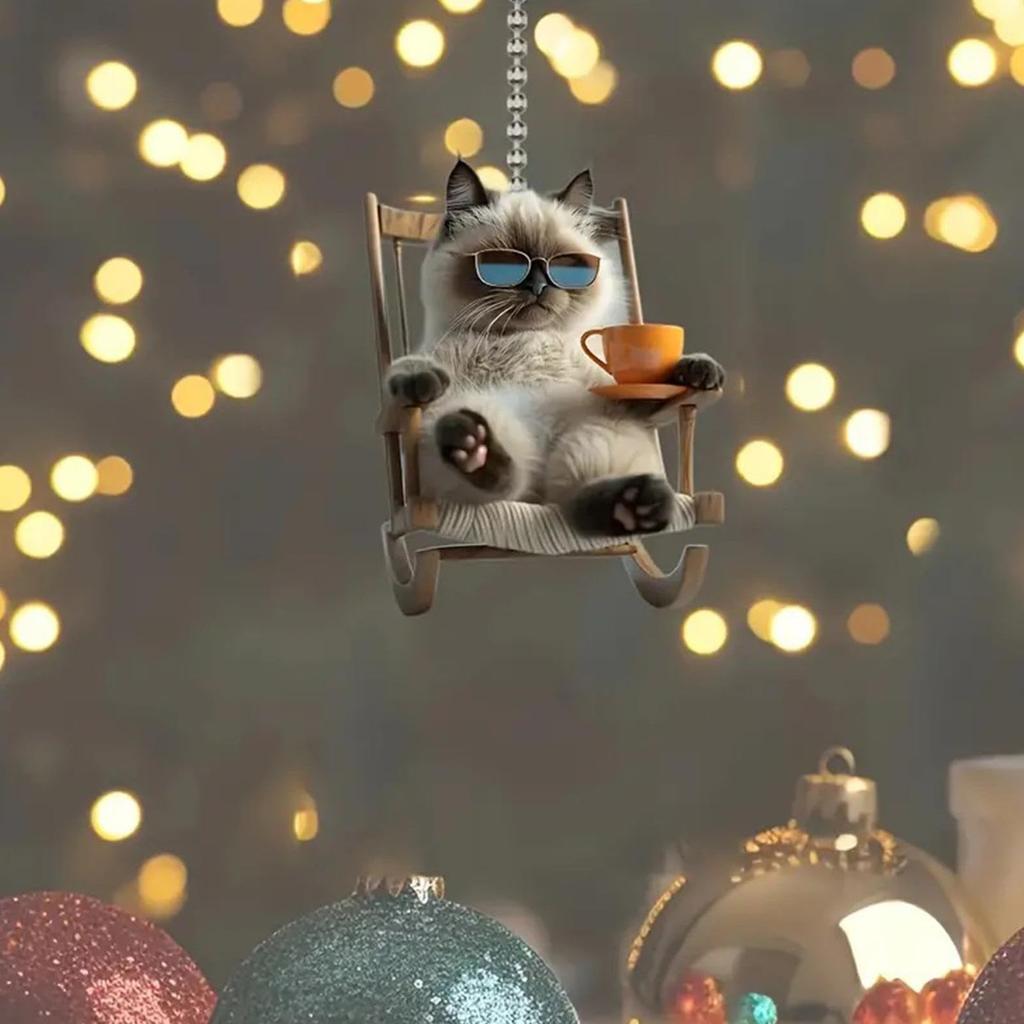 Car Rearview Mirror Decoration, Cat Decoration - 2D Acrylic Auto Animal Decoration | Cat