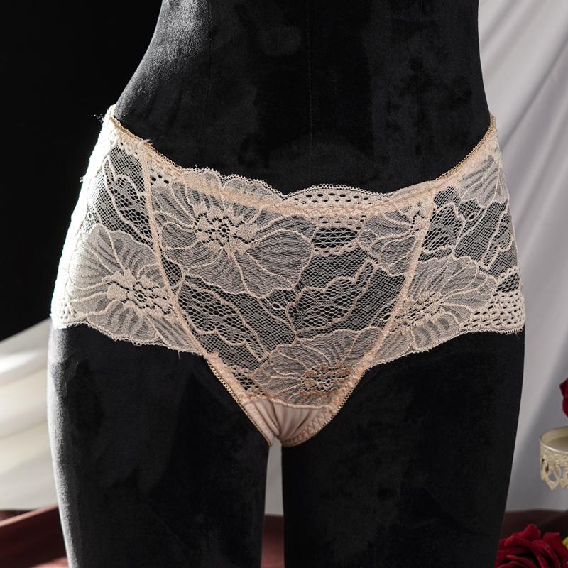 L-2XL Damen High Waist Sexy Spitzen-Slips Hollow Weiche Unterwäsche Atmungsaktiv Übergröße Damen Lingerie