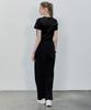 BASIC HOUSE Women'S Round Crop Short Sleeve T-Shirt Black Lats0202