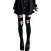 Women Gothic Skeleton Print Over Knee Socks Elastic Nylon Blend Thigh High Stockings For Halloween Event And Fall Outfit