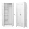 White 65" Metal Cleaning Tool Storage Cabinet with Locking Doors, Shelves, Hanging Rod & S-HooksW