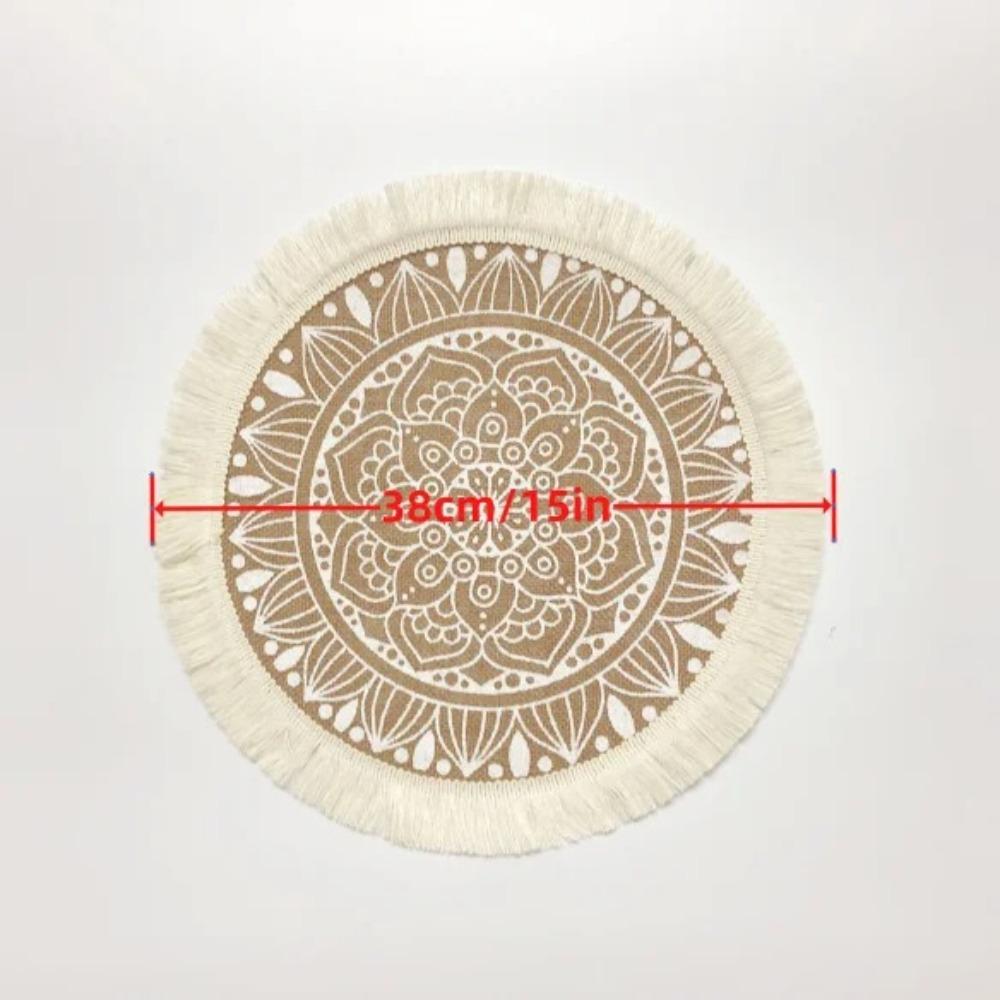 Heat Resistant Braided Place Mats Non-Slip Cup Coaster Mat Vintage Round Placemat  Dining Table