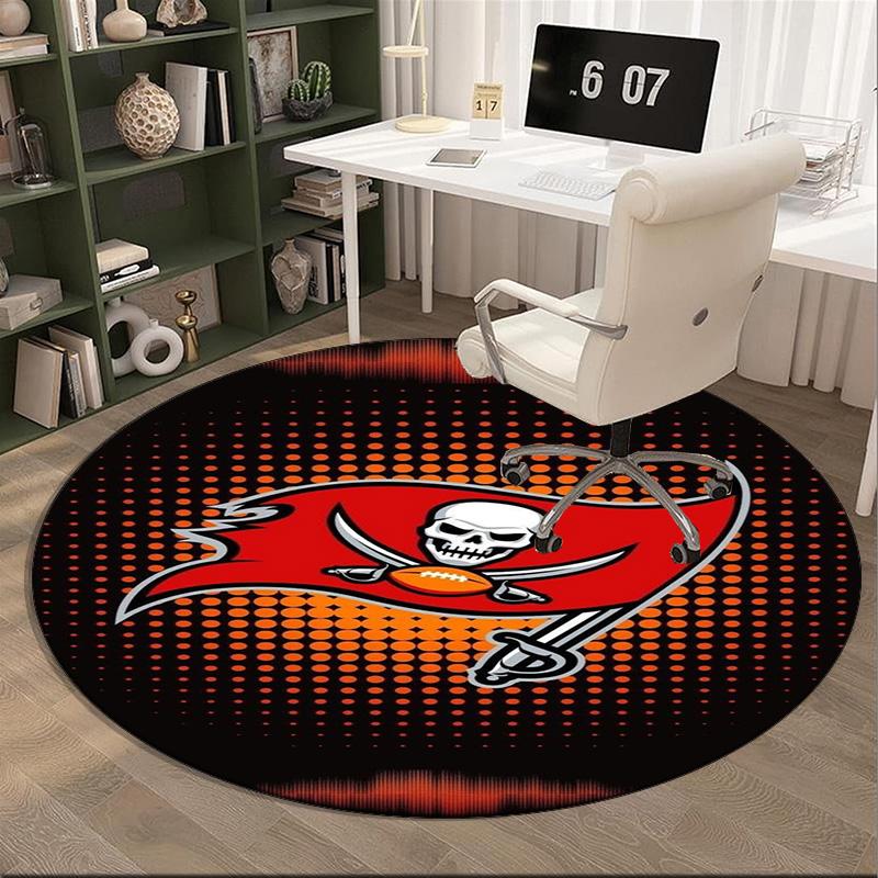 Tampa Bay Buccaneers Logo Round Rug for Livingroom,Bedroom, Palyroom, Chair Rug, Area Rug, Circle Carpet, Large Size Fan Christmas Gift