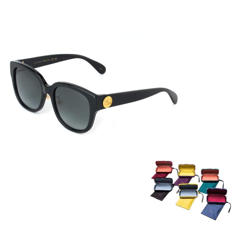 Gucci Logo Print Irregular Shape Sunglasses Unisex sunglasses Black GG1409SK-001-55