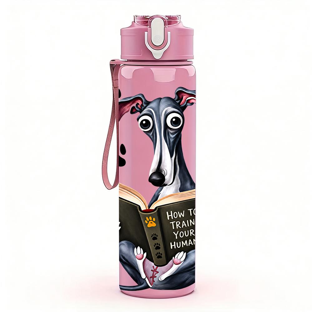 1 PZ Levriero da Lettura Cane 750ml Colore Plastica Borraccia Sportiva Tappo a Vite Anti-perdita con Cannuccia Pieghevole Adatta per Sport Ufficio Uso Domestico