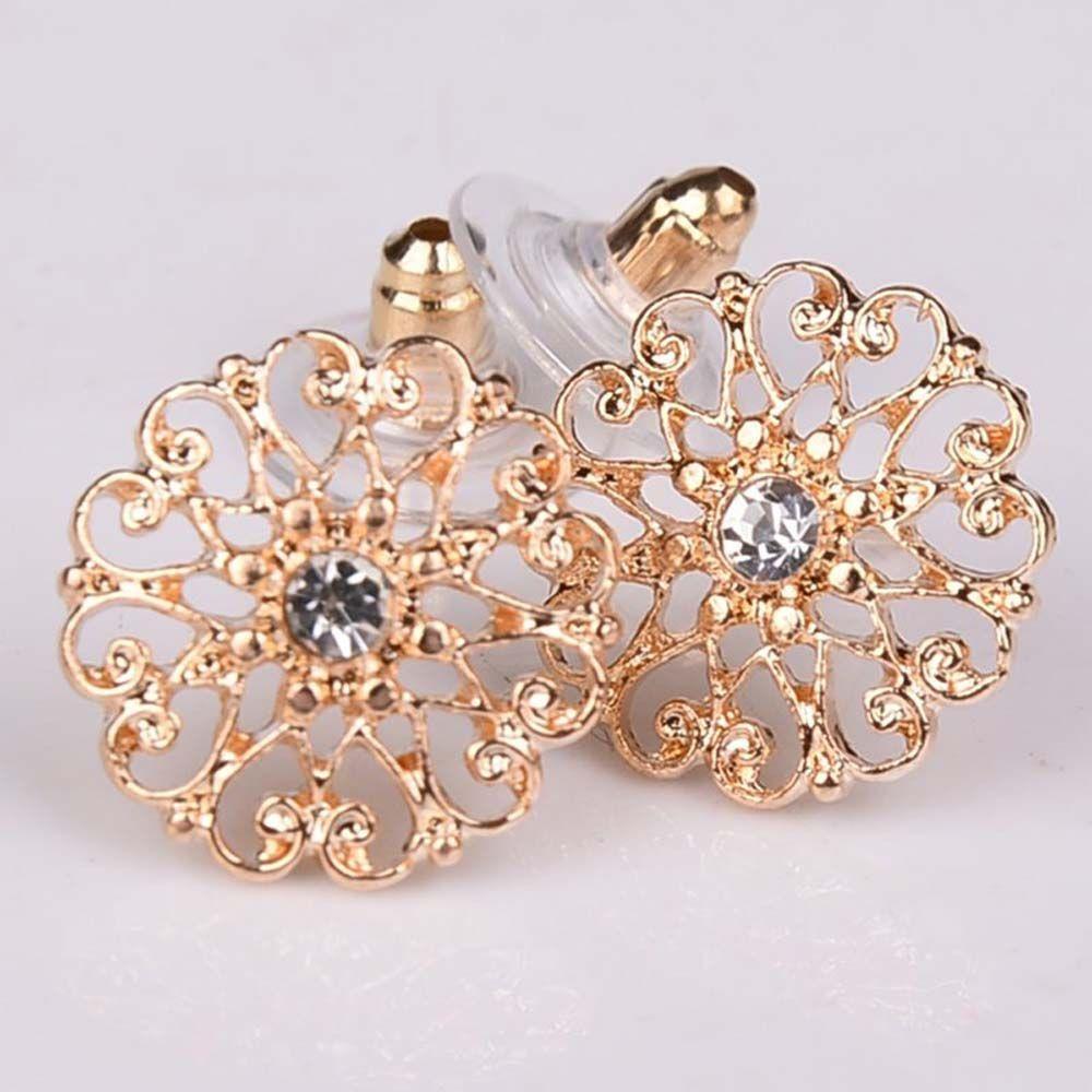 For Women Hollow Gold Color Round Simulated Pearl Stud Earrings Earring Sets Jewelry Accessories