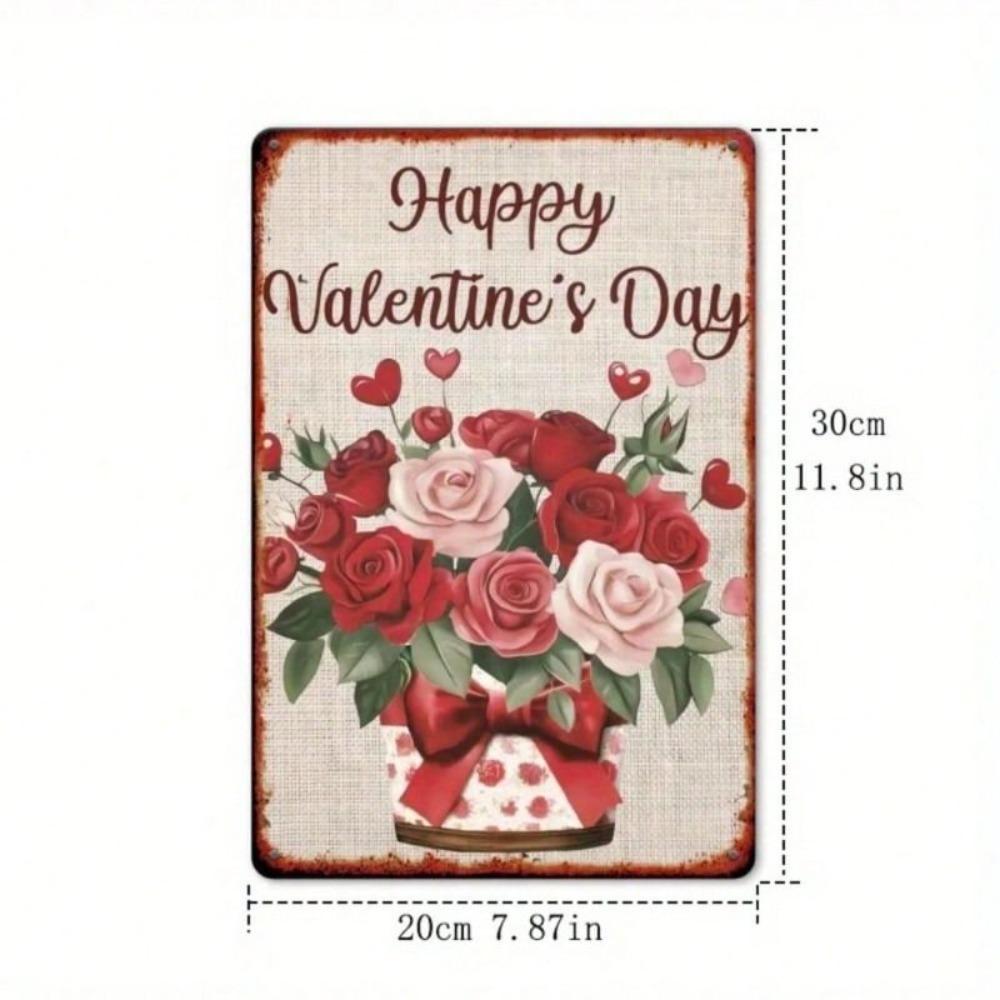 Valentine Heart Rose Love Metal Wall Poster for Bedroom