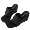 Niche design 2025 spring and autumn new thin slope heel open toe flip-flops temperament cool slippers sandals
