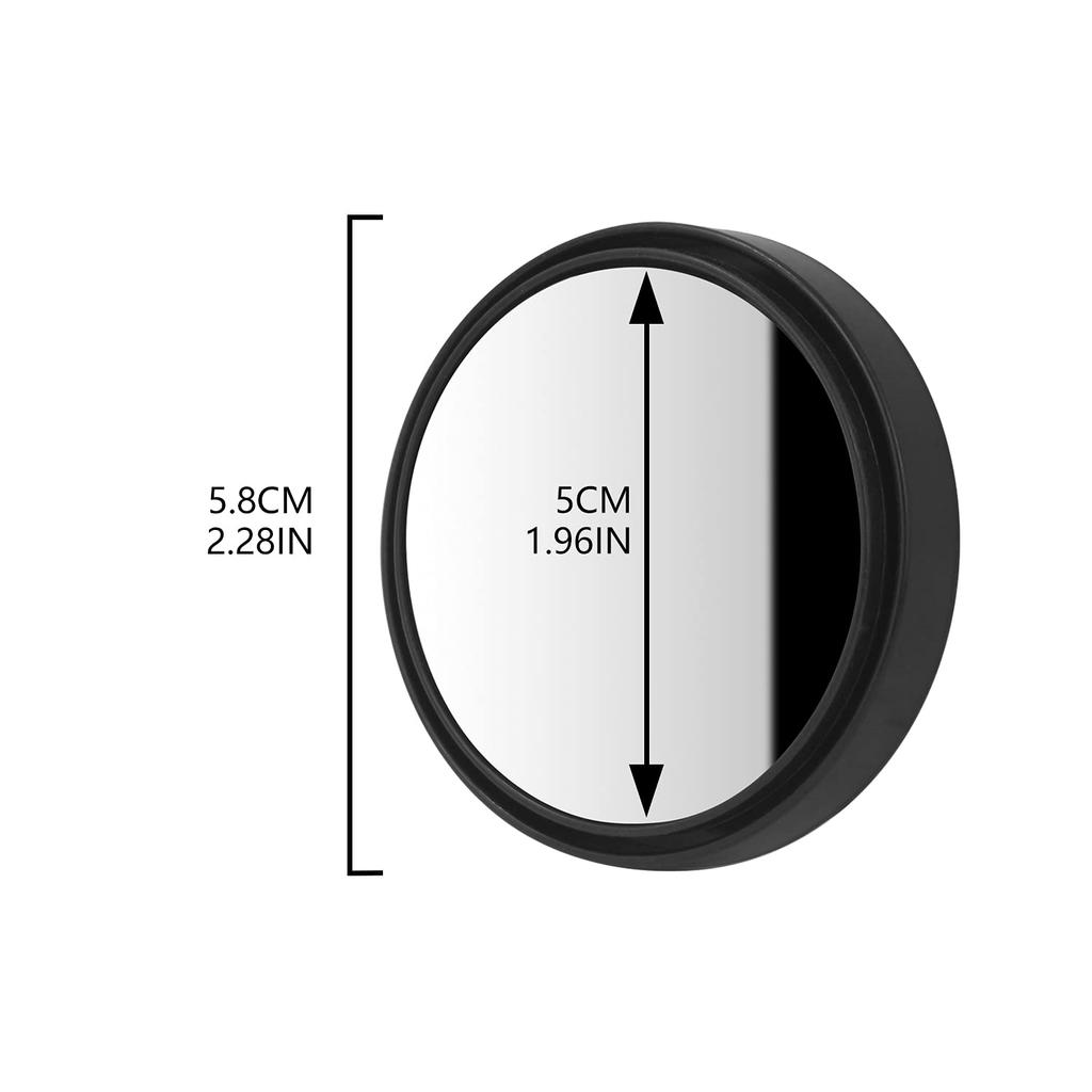 BOROLA Set of 2 Round Car Blind Spot Mirrors Auxiliary Mirrors 360 Degree Angle Adjustable Wide View (Black)