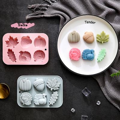 3D Kürbis Silikonform Herbst Thanksgiving Halloween Herbstblatt Eichel Truthahn Form Schokoladenform zum Backen und Kochen