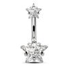 Double-Headed Round Diamond Belly Button Ring, Stainless Steel, European & American Style