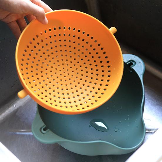 Dobbeltlags avløpskurv med håndtak avtakbar matvarekvalitet PP frukt grønnsaksavløp Tørketrommel Vaskekurv