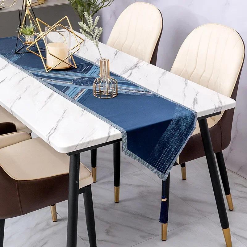 High End Precision Jacquard Table Flag Minimalist Tassel Pendant Tea Flag Long Table Decoration Anti Slip Dustproof Table Mats
