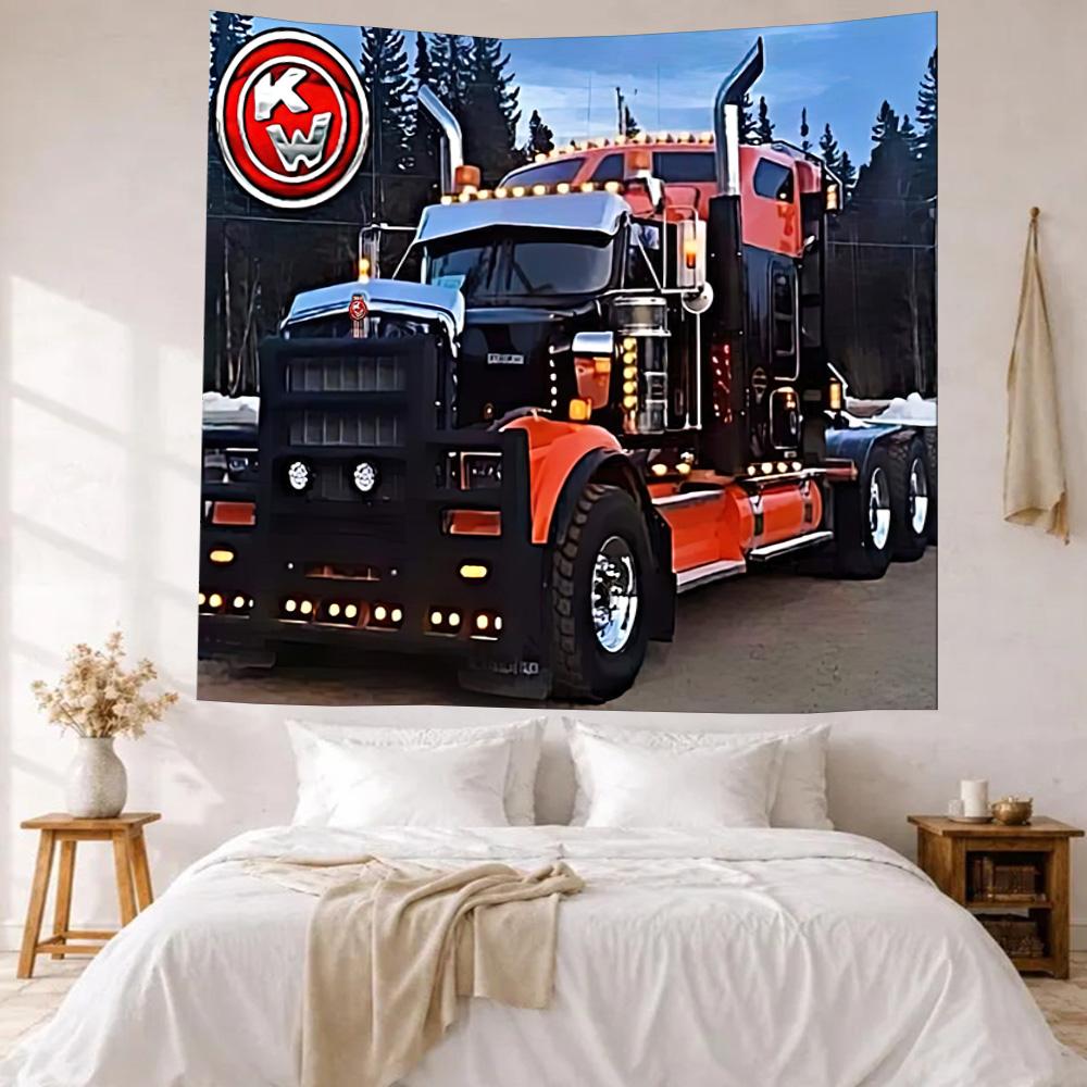 Kw Heavy Trucks Wall Decor Tapestry Art For Pet Memorial Birthdaywedding Party Backdrop Family Gift