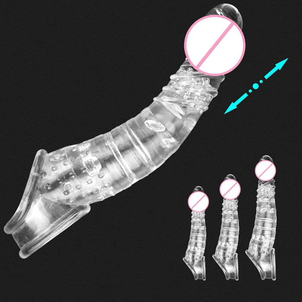 Delay Ejaculation Elastic Crystal Penis Ring Male Reusable Condoms Testis Bondage Cock Extender Sleeve Sex Toys for Men